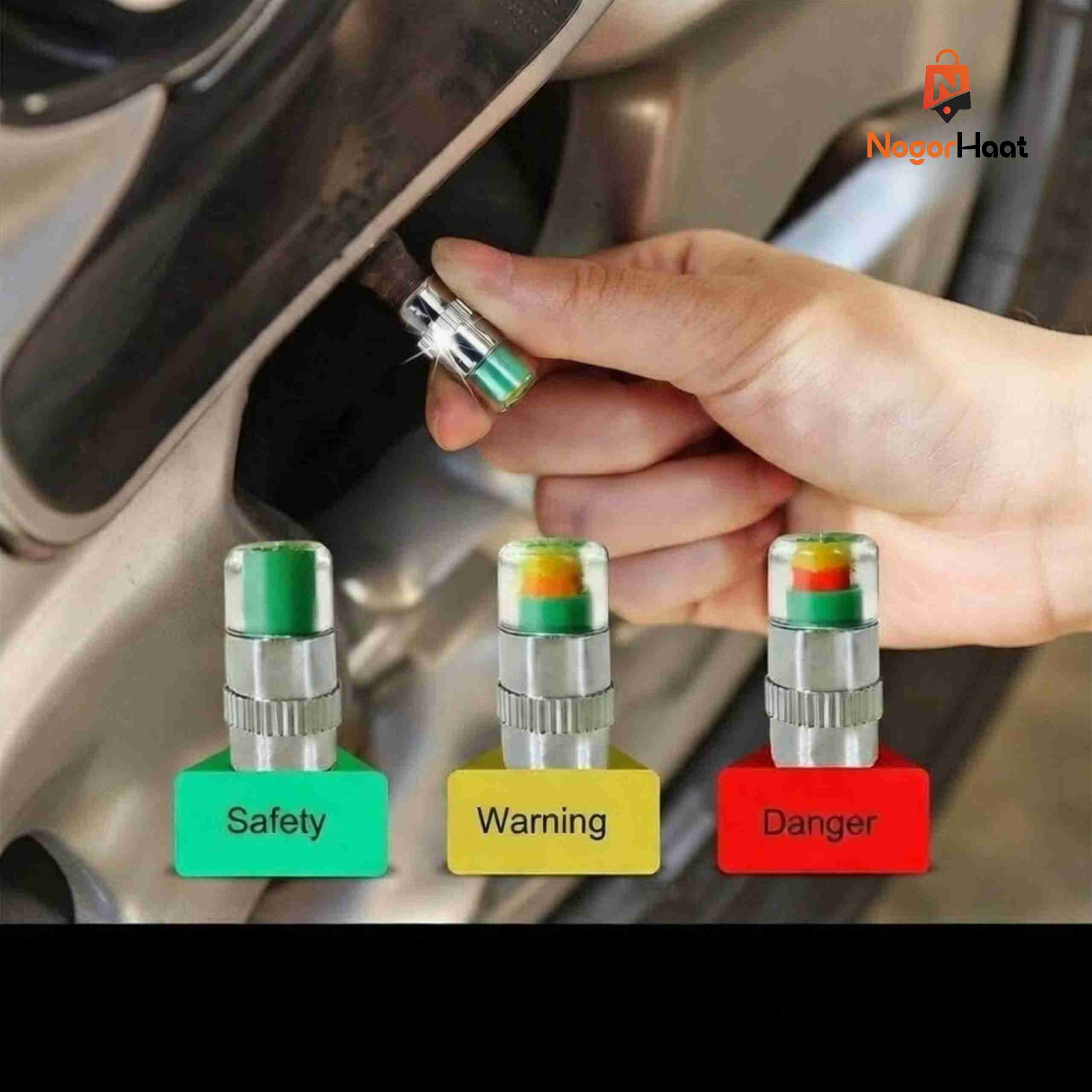 Air Alert Tire Valve Caps, Tyre Pressure Monitor, Tire Air Pressure Sensor (4 Pieces) - Image 3